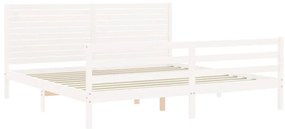 vidaXL Πλαίσιο Κρεβατιού με Κεφαλάρι Λευκό 200x200 εκ. Μασίφ Ξύλο