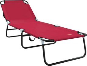 vidaXL Πτυσσόμενη ξαπλώστρα Κόκκινο 188 x 57 x 86,5 εκ. Πολυεστέρας