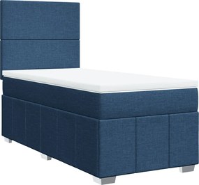 vidaXL Κρεβάτι Boxspring με Στρώμα Μπλε 90x200 εκ.Υφασμάτινο