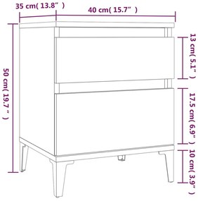 Κομοδίνα 2 τεμ. Καφέ Δρυς 40 x 35 x 50 εκ. - Καφέ