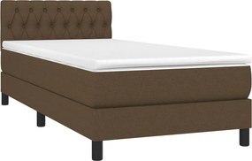 vidaXL Κρεβάτι Boxspring με Στρώμα Σκούρο Καφέ 100x200 εκ. Υφασμάτινο