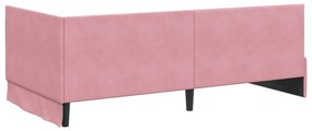 vidaXL Κρεβάτι Γωνίας με κεφαλάρι Ροζ 100 x 200 cm Βελούδο
