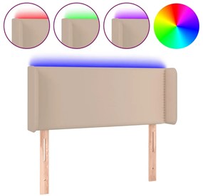 vidaXL Κεφαλάρι Κρεβατιού LED Καπουτσίνο 83x16x78/88 εκ. Συνθετ. Δέρμα