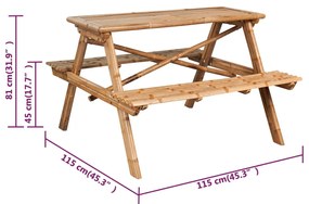 vidaXL Τραπέζι Πικνίκ 115 x 115 x 81 εκ. από Μπαμπού