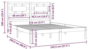 vidaXL Σκελετός Κρεβατιού Χωρίς Στρώμα 140x200 εκ Μασίφ Ξύλο Πεύκου