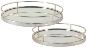 Διακοσμητικοί Δίσκοι Με Καθρέπτη (Σετ 2Τμχ) 15-00-94907 Φ39,5x6/33,5x6cm Silver-Gold Marhome Μέταλλο