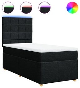 vidaXL Κρεβάτι Boxspring με Στρώμα Μαύρο 80 x 200 εκ. Υφασμάτινο