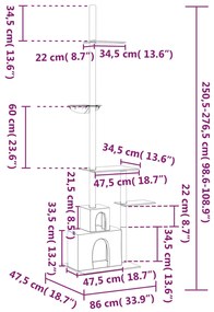 Γατόδεντρο Πάτωμα ως Οροφή Ανοιχτό Γκρι 250,5-276,5 εκ. - Γκρι