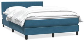 vidaXL Κρεβάτι Boxspring με Στρώμα Σκούρο Μπλε 140x210 εκ. Βελούδινο