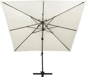 vidaXL Ομπρέλα Κήπου με Διπλή Κορυφή, Άμμος 300x300 εκ.