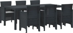 vidaXL Σέτ φαγητού για κήπο 7 pcs Ανθρακί Πολυπροπυλένιο