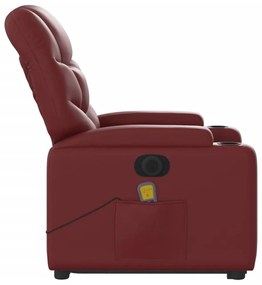 Πολυθρόνα Μασάζ Ηλεκ.Ανακλινόμενη με Ανύψωση Μπορντό Συνθ.Δέρμα - Κόκκινο