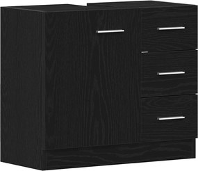 vidaXL Ντουλάπι Νιπτήρα Μαύρο Δρυς 63x30x54 εκ. από Τεχνητό Ξύλο