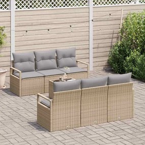 vidaXL Σετ Καναπέ Κήπου με μαξιλάρι 7 pcs Μπεζ, Γκρι 55 x 55 x 37 εκ
