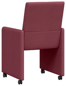 vidaXL Καρέκλες Φαγητού με Ρόδες 2 pcs Μπορντό 57 x 66 x 94 εκ ύφασμα