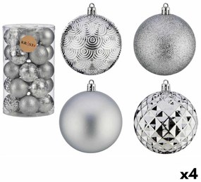 Σετ Χριστουγεννιάτικες Μπάλες Krist+ Ασημί PVC Ø 8 cm (4 Μονάδες)