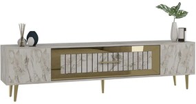 Έπιπλο Τηλεόρασης Dekolp 475OLV3007 150x29,6x48,2cm Marble Effect White-Gold