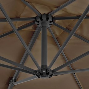 Ομπρέλα Κρεμαστή Χρώμα Taupe 250 x 250 εκ. με Ιστό Αλουμινίου - Μπεζ-Γκρι