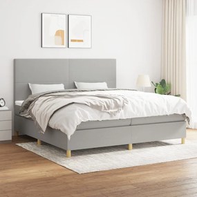 Κρεβάτι Boxspring με Στρώμα Ανοιχτό Γκρι 200x200 εκ. Υφασμάτινο - Γκρι