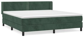 Κρεβάτι Boxspring με Στρώμα Σκούρο Πράσινο 180x200εκ. Βελούδινο - Πράσινο