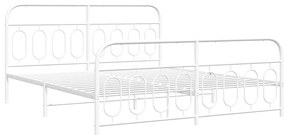 vidaXL Πλαίσιο Κρεβατιού με Κεφαλάρι&Ποδαρικό Λευκό 193x203εκ. Μέταλλο