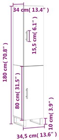 Μπουφές Sonoma Γκρι 34,5 x 34 x 180 εκ. από Επεξεργασμένο Ξύλο - Γκρι