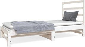 vidaXL Καναπές Κρεβάτι Συρόμενος Λευκός 2x(90x190) εκ. από Μασίφ Πεύκο