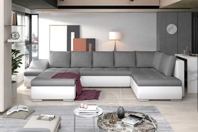 Γωνιακός καναπές Ginny-Αριστερή-Λευκό - Ανθρακί - 340.00Χ200.00Χ88.00cm