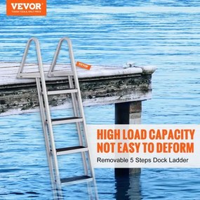 VEVOR bathing ladder boat ladder removable 5 steps 159kg load capacity 610x455x1825mm