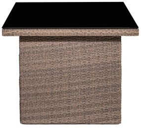 Τραπέζι εξωτερικού χώρου Comfort Garden 1322, 67x85x145cm, Καφέ, Επεξεργασμένο γυαλί, Πλαστικό ψάθινο, Μέταλλο