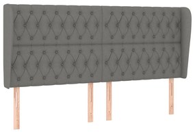 Κεφαλάρι με Πτερύγια Σκούρο Γκρι 183x23x118/128 εκ. Υφασμάτινο - Γκρι