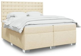 vidaXL Κρεβάτι Boxspring με Στρώμα Κρεμ 200x200 εκ. Υφασμάτινο