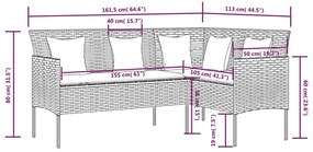 Σαλόνι Σε Σχήμα L 5 Τεμαχίων Γκρι Συνθετικό Ρατάν με Μαξιλάρια - Γκρι