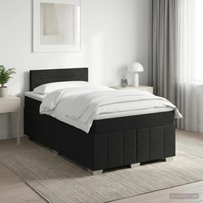 vidaXL Κρεβάτι box spring με στρώμα Μαύρο 120 x 190 cm Ύφασμα