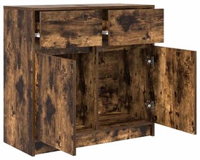 Συρταριέρα με Συρτάρια Καπνιστή Δρυς 80x34x76 εκ. Επεξ. Ξύλο 861539