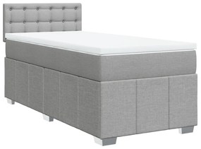 vidaXL Κρεβάτι Boxspring με Στρώμα Ανοιχτό Γκρι 90x200 εκ. Υφασμάτινο