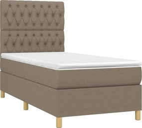 vidaXL Κρεβάτι Boxspring με Στρώμα Taupe 100 x 200 εκ. Υφασμάτινο