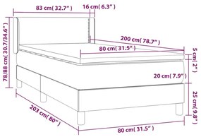 Κρεβάτι Boxspring με Στρώμα Κρεμ 80 x 200 εκ. Υφασμάτινο - Κρεμ