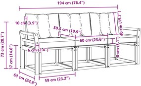 vidaXL Σειρά Καναπέ Εξωτερικού με μαξιλάρι 3 pcs Λευκό και Κρεμ