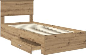 vidaXL Σκελετός Κρεβατιού Artisan Δρυς 90 x 190 cm Επεξεργασμένο Ξύλο