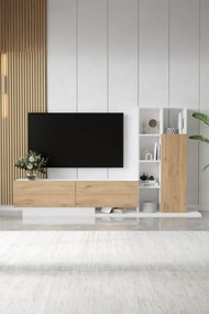 Stewehome Ράφι βιβλιοθήκης με ντουλάπι για τηλεόραση 210x30x124 cm