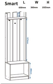 Έπιπλο Εισόδου με Κρεμάστρα/Παπουτσοθήκη SMART Καρυδί 60x36x192,5