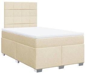 vidaXL Κρεβάτι Boxspring με Στρώμα Κρεμ 120x190 εκ. Υφασμάτινο