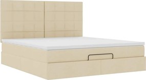 vidaXL Οθωμανικό κρεβάτι με στρώμα Cream 180x200cm ύφασμα