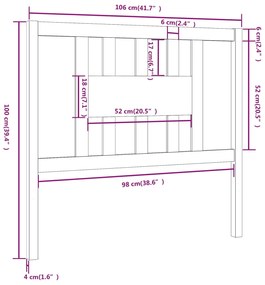 vidaXL Κεφαλάρι Καφέ Μελί 106x4x100 εκ. Μασίφ Ξύλο Πεύκου