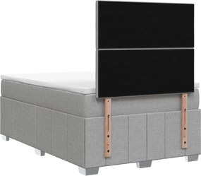 vidaXL Κρεβάτι box spring με στρώμα Ανοιχτό γκρι 120 x 200 cm Ύφασμα