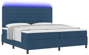 vidaXL Κρεβάτι με ελατήρια & στρώμα & LED σε μπλε χρώμα, 200 x 200 εκ.