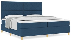 vidaXL Κρεβάτι με Σανίδα με Μαξιλάρι Μπλε 200x200 εκ Ύφασμα