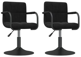 Καρέκλες Τραπεζαρίας Περιστρεφόμενες 2 τεμ. Μαύρες Βελούδινες - Μαύρο