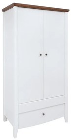 Ντουλάπα Boston BP110, Ακακία, Γυαλιστερό λευκό, 196.5x99.5x59.5cm, Πόρτες ντουλάπας: Με μεντεσέδες